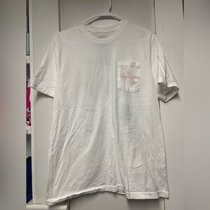 Lauren James White Short-Sleeve Pocket Tee with Pink Logo